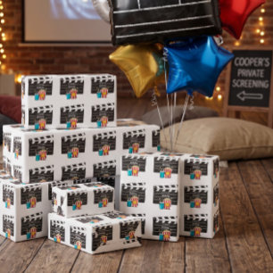 Papier Cadeau Fête d'anniversaire soirée cinéma pour garçons