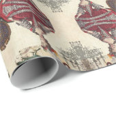 Papier Cadeau Fête d'anniversaire Thème Tasse de Thé Parisienne  (Coin rond)