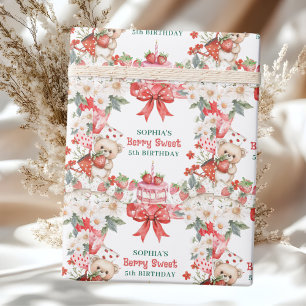 Papier Cadeau Fête d'anniversaire Vintage Strawberry Berry Sweet