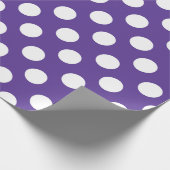 Papier Cadeau Fête d'anniversaire Violet pourpre et blanc à pois (Coin)