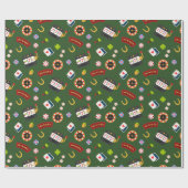 Papier Cadeau Fête de Casino | Vert (Plat)