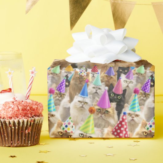 Papier Cadeau Fête de chats (Fête d'anniversaire)