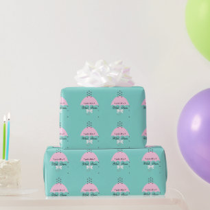 Papier Cadeau Fête de Fête des mariées Révélation Bleu Rose