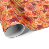 Papier Cadeau Fête de Fiançailles de Fille Mariage Fleurs Orange (Coin rond)