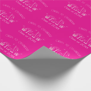 Papier Cadeau Fête de fin d'études à chapeau et cocktail Rose
