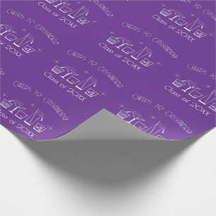 Papier Cadeau Fête de fin d'études à chapeau et cocktail Violet
