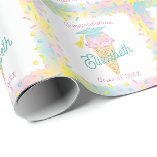 Papier Cadeau Fête de fin d'études avec glace