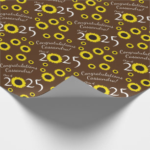 Papier Cadeau Fête de fin d'études de campagne de Tournesols Mar