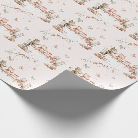 Papier Cadeau Fête de fleurs avec chats (Coin)