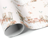 Papier Cadeau Fête de fleurs avec chats (Coin rond)