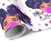 Papier Cadeau Fête de la Fête des Filles de l'Afro Puffs (Coin rond)