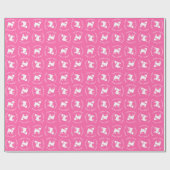 Papier Cadeau Fête de la fête du chien Carlin rose (Plat)