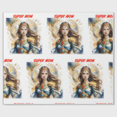 Papier Cadeau Fête de la mère de Super Maman (Plat)