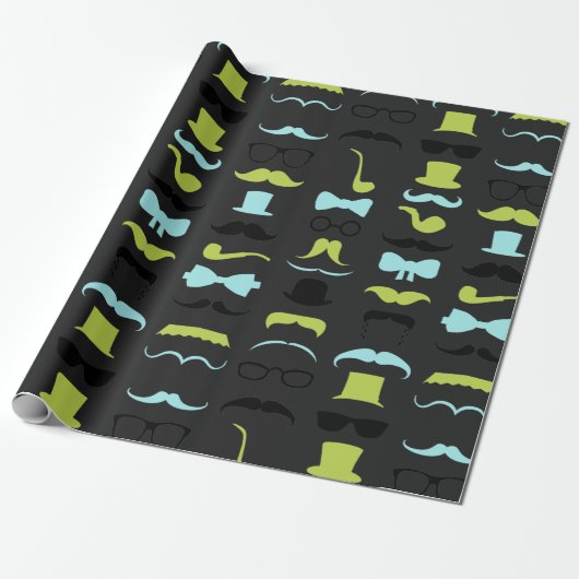 Papier Cadeau Fête de la Moustache du Petit Homme Élégant (Déroulé)