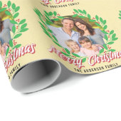 Papier Cadeau Fête de la photo de Noël Wreath (Coin rond)