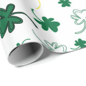 Papier Cadeau Fête de la Saint-Patrick shamrock (Coin rond)