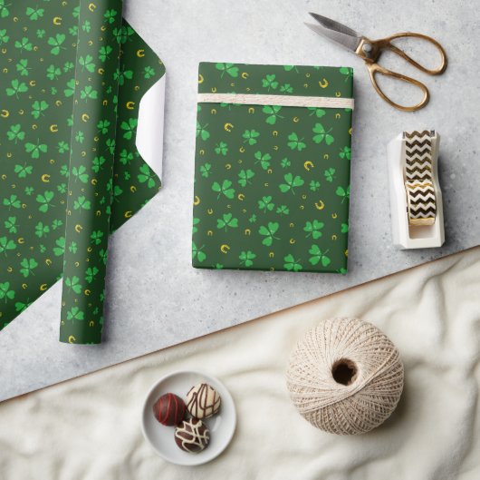 Papier Cadeau Fête de la Saint-Patrick Trèfle & Fers à Cheval Ve (Artisanat)