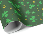 Papier Cadeau Fête de la Saint-Patrick Trèfle & Fers à Cheval Ve (Coin rond)