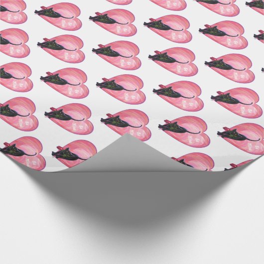 Papier Cadeau Fête de la Saint-Valentin au chat noir (Coin)