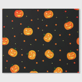 Papier Cadeau Fête de l'Halloween du Motif de Jack-o'lanterne ef (Plat)