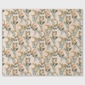 Papier Cadeau Fête de mariage champêtre bohème vert et rose pâle (Plat)