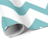 Papier Cadeau Fête de mariage chevron blanc Aqua (Coin rond)