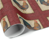 Papier Cadeau Fête de mariage Coq Rouge (Coin rond)