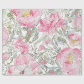 Papier Cadeau Fête de mariage de naissance de l'eau florale rose (Plat)