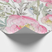 Papier Cadeau Fête de mariage de naissance de l'eau florale rose (Coin)