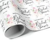 Papier Cadeau Fête de mariage en fleurs roses (Coin rond)