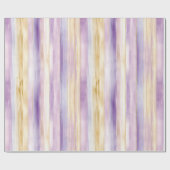 Papier Cadeau Fête de Mariage Fleur de Iris Violet Crème Rayures (Plat)