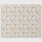 Papier Cadeau Fête de mariage Fleurs Blanches Marron (Plat)