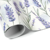 Papier Cadeau Fête de mariage Fleurs de lavande jolies romantiqu (Coin rond)