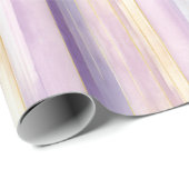 Papier Cadeau Fête de Mariage Romantique Iris Violet Crème Rayur (Coin rond)