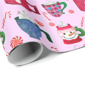 Papier Cadeau Fête de menthe au chocolat chaud (Coin rond)