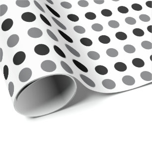 Papier Cadeau Fête de Naissance Anniversaire à pois gris noir