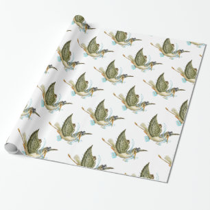 Papier Cadeau FÊTE DE NAISSANCE DE BÉBÉ GARÇON CIGOGNE , Bleu sa