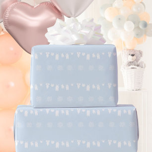 Papier Cadeau Fête de naissance minimaliste bleu clair pour garç