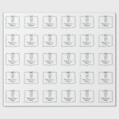 Papier Cadeau Fête de Naissance Moderne Bébé Mignon et Nœud Papi (Plat)