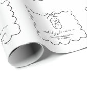 Papier Cadeau Fête de Naissance Moderne Bébé Mignon et Nœud Papi (Coin rond)