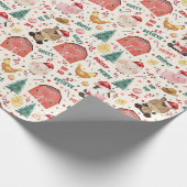 Papier Cadeau Fête de Noël à la ferme d'aquarelle mignonne (Coin)