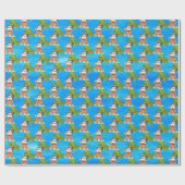 Papier Cadeau fête de Noël à la plage de Père Noël (Plat)