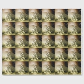 Papier Cadeau Fête de Noël Arbre d'Or brillant Étincelles (Plat)