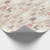 Papier Cadeau Fête de Noël Beige Tan Rouge (Coin)