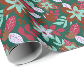 Papier Cadeau Fête de Noël botanique moderne Floral (Coin rond)
