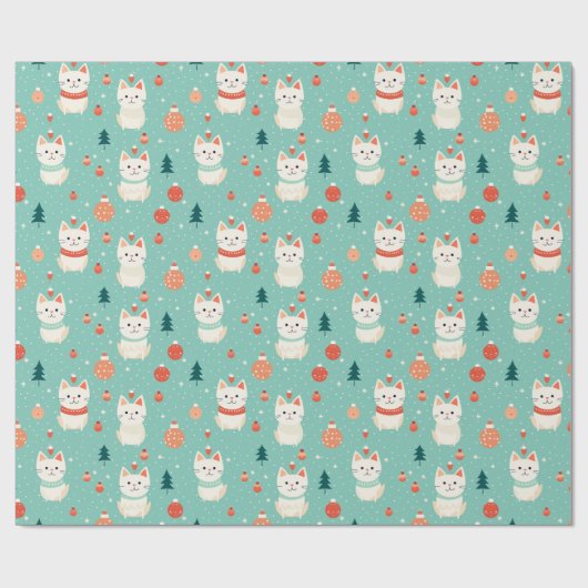 Papier Cadeau Fête de Noël de Cat Retro (Plat)