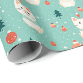 Papier Cadeau Fête de Noël de Cat Retro (Coin rond)