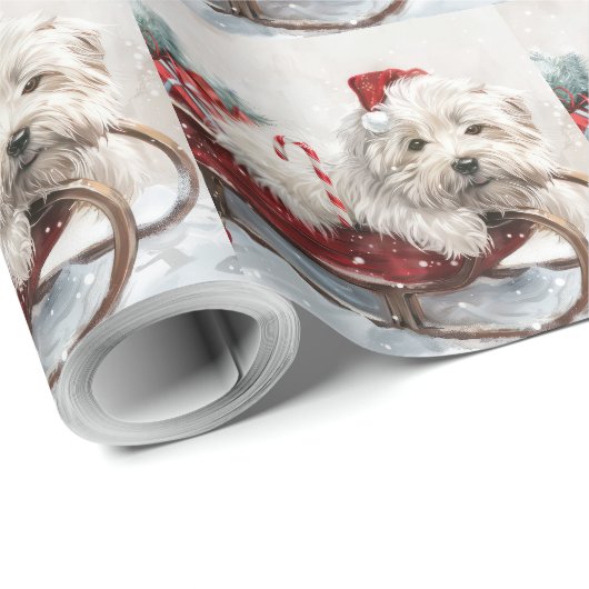 Papier Cadeau Fête de Noël de Chien de Coton De Tulear (Coin rond)