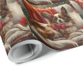 Papier Cadeau Fête de Noël de chien de Papillon (Coin rond)