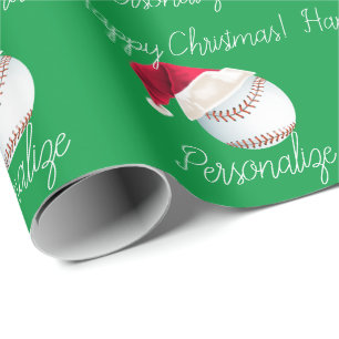 Papier Cadeau Fête de Noël de Père Noël de baseball personna